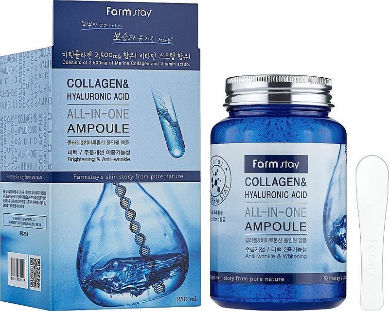Sérum en ampoule au collagène et acide hyaluronique pour visage FarmStay Collagen & Hyaluronic Acid All-In-One Ampoule