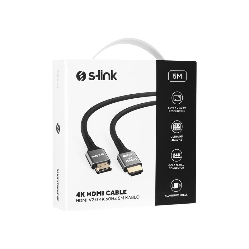 S-LINK SLX-HD4K05 Câble HDMI 5 Mt Métal v2.0 4K (4096*2160) 60 Hz